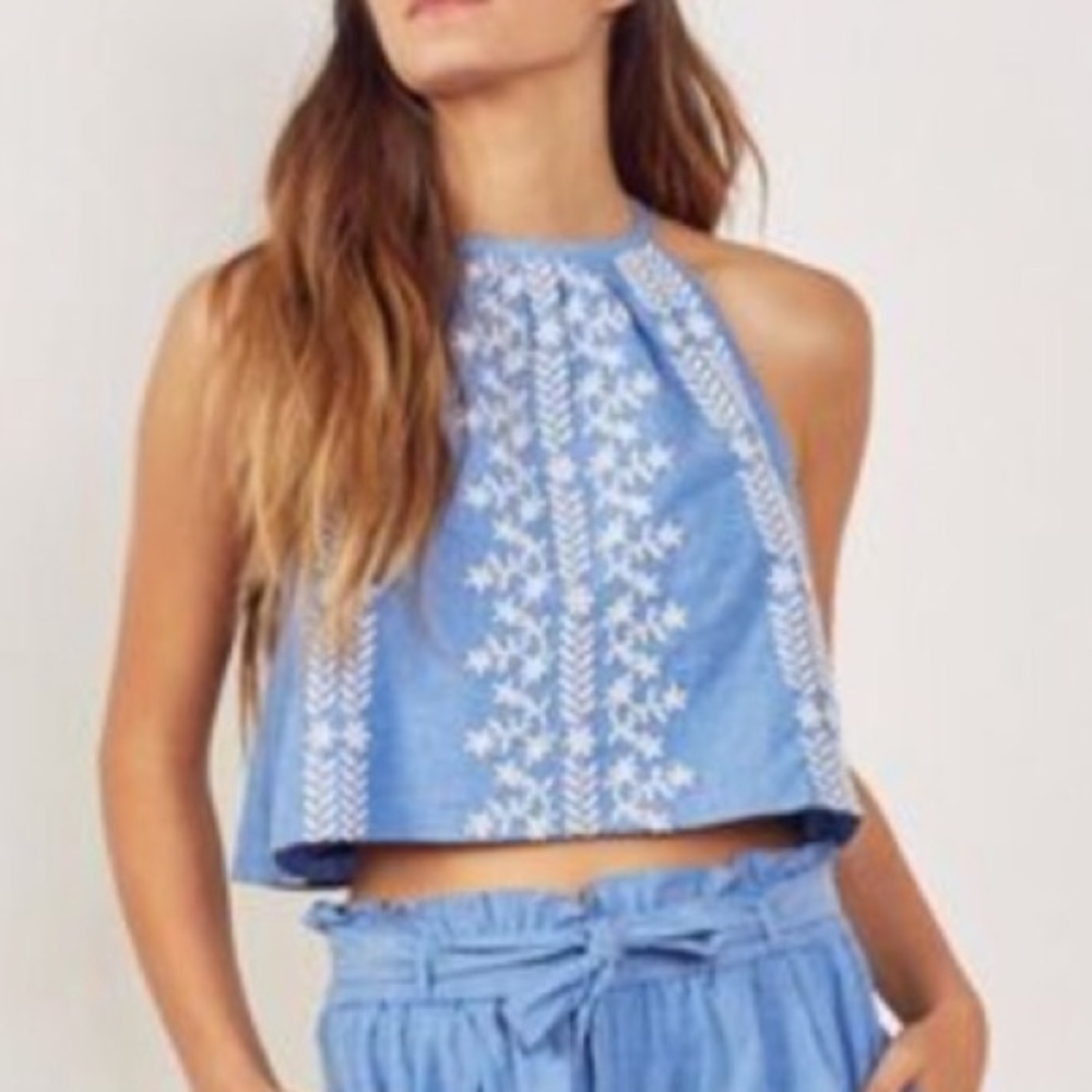 Tularosa Wren Chambray Crop Top